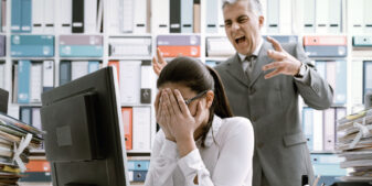Bullying: boss yelling at employee